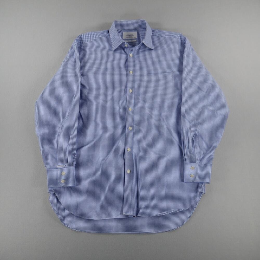 Charles Tyrwhitt Men's Dress Shirt 16.5/35 Blue/White Grid Pattern Classic Fit